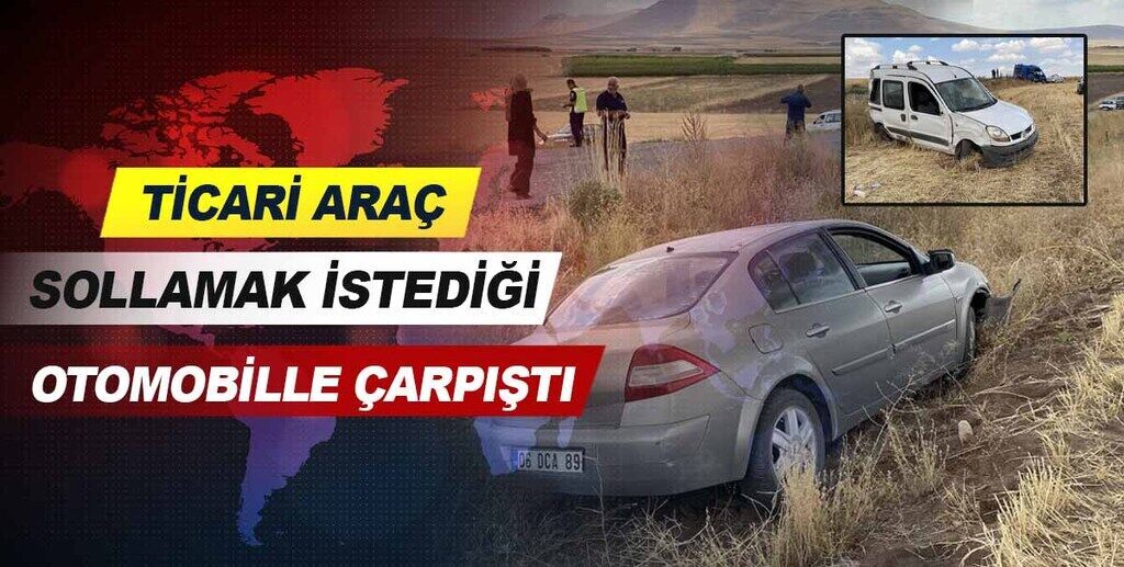 Konya'da ticari araç sollamak istediği otomobille çarpıştı.