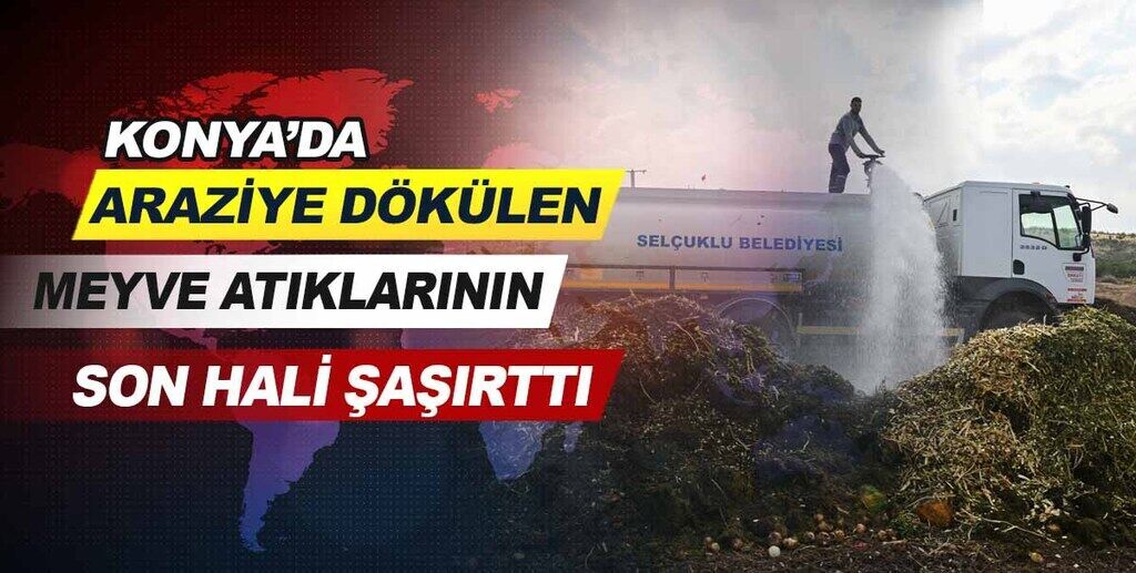 Konya'da araziye dökülen meyve atıklarının son hali şaşırttı.