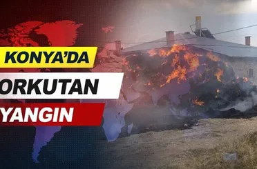 Beyşehir ilçesinde 1200 saman balyası ve iki römork yandı