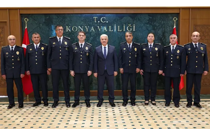 Konya Emniyeti’nde Görev Değişimi: Terfi Eden Müdürlerden Vali Akın’a Veda Ziyareti!