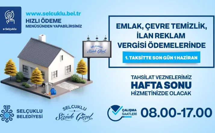 Selçuklu Belediyesi’nden Vergi Ödemesi İçin Hafta Sonu Mesaisi