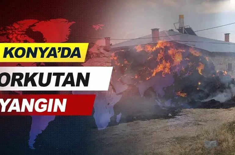 Beyşehir ilçesinde 1200 saman balyası ve iki römork yandı