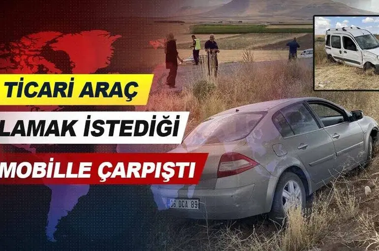 Konya'da ticari araç sollamak istediği otomobille çarpıştı.